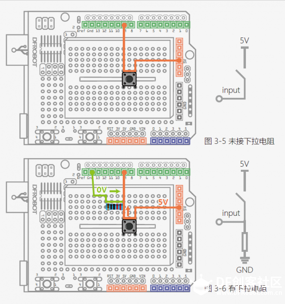 教教我，看不懂下拉电阻线路图图1