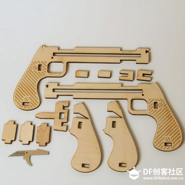 激光切割木制积木手枪！好玩图2