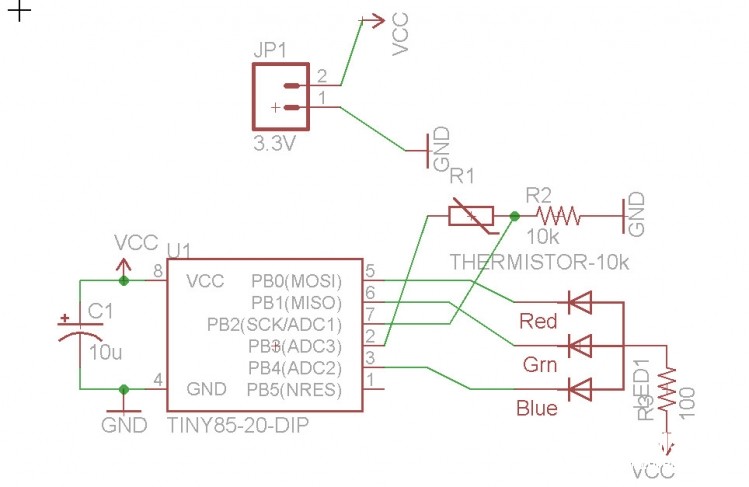 Arduino 和热敏电阻（NTC）测温，并以RGB灯来表示图3