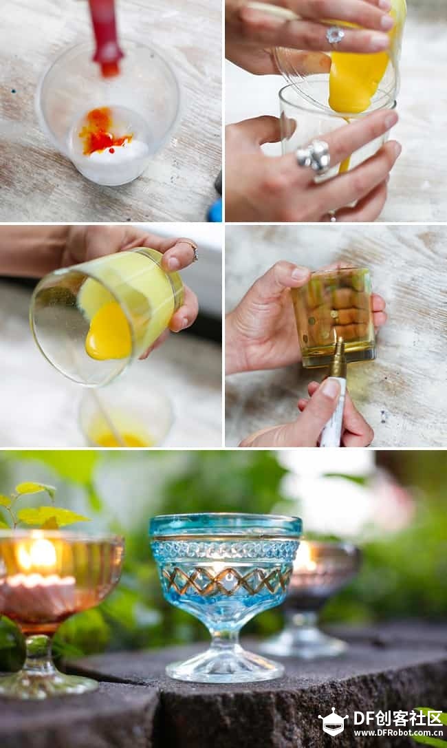 Turn Old Jars Into Pretty Colored DIY Votives - Henry Happened图3