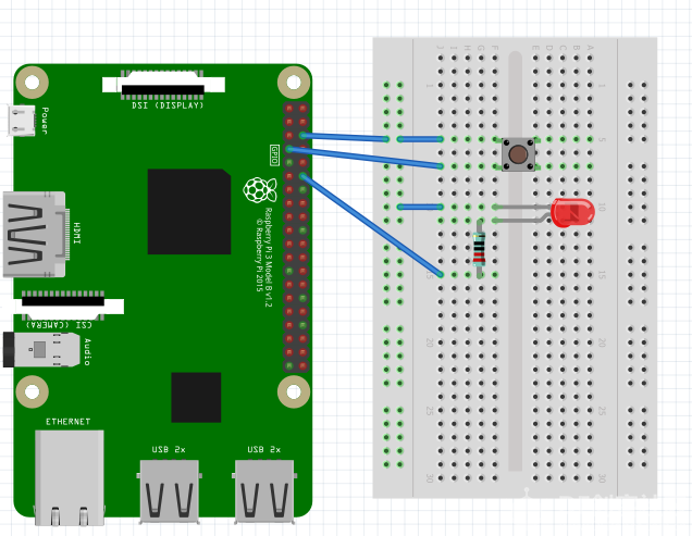 树莓派基础教程（二） 按钮点亮LED图3