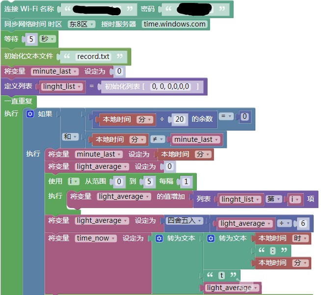 使用掌控板测试并记录一天的光线值变化图3