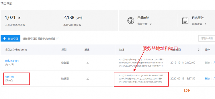 树莓派与百度IoT服务器通信实验图4