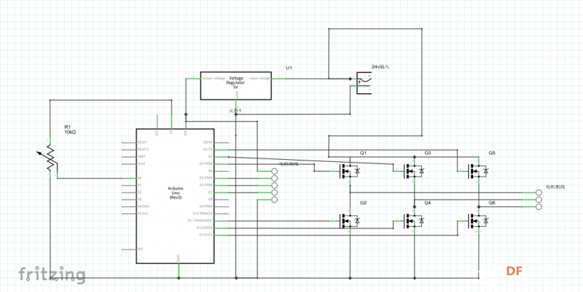 求助求助：arduino怎么驱动24v电动车轮毂电机（带霍尔）