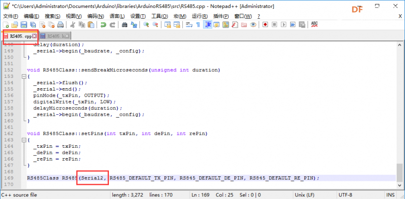 ArduinoModbus库文件硬件串口更改图3