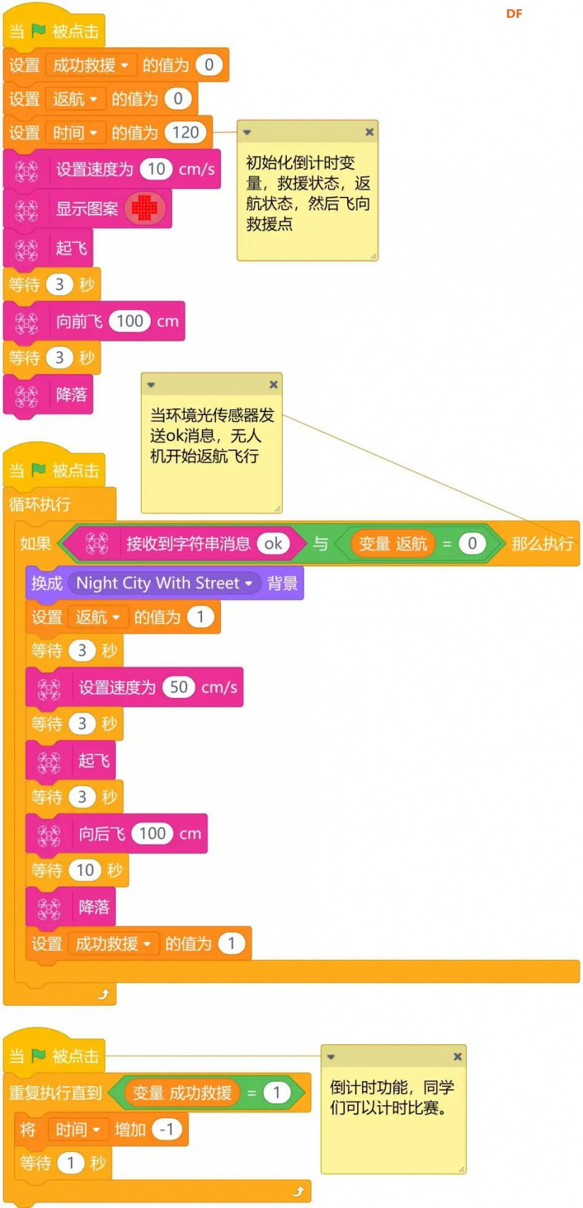 无人机编程教学设计—摩托车事故救援图9