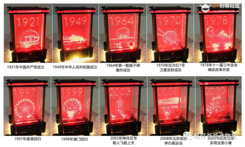 建党百年 | 教你用esp32点亮10片亚克力重温百年党史图4