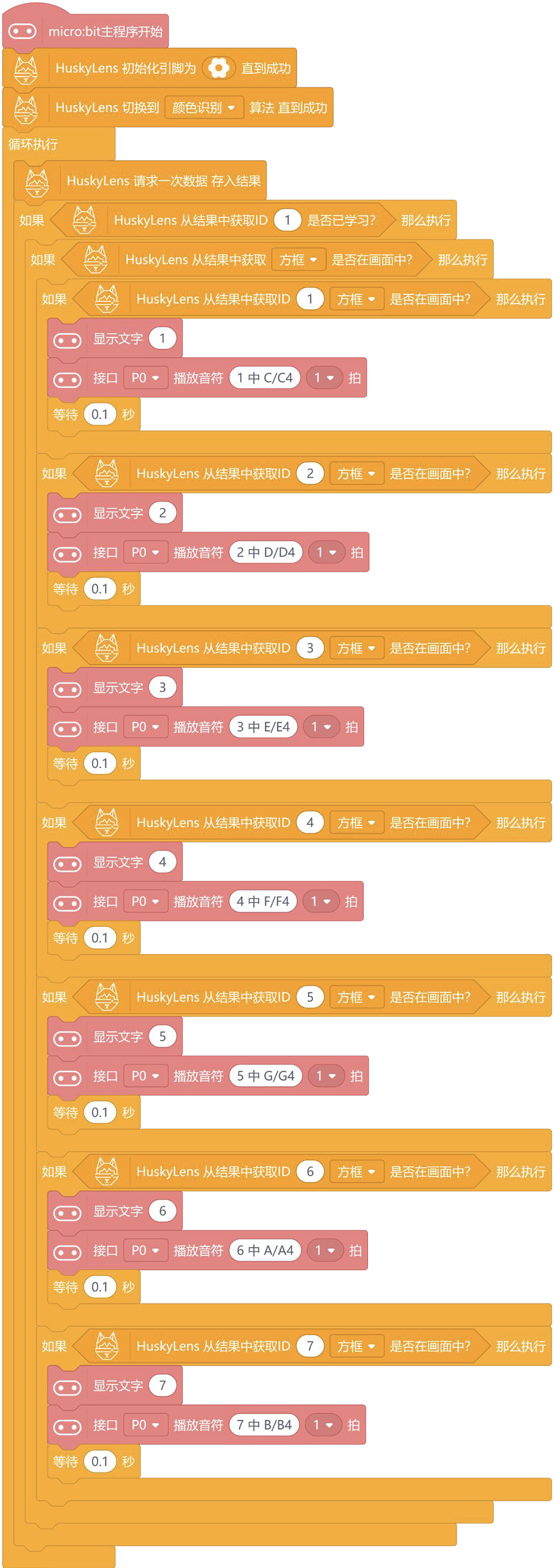【HUSKYLENS二哈识图】micro:bit视觉识别入门教程—02 色彩钢琴图22