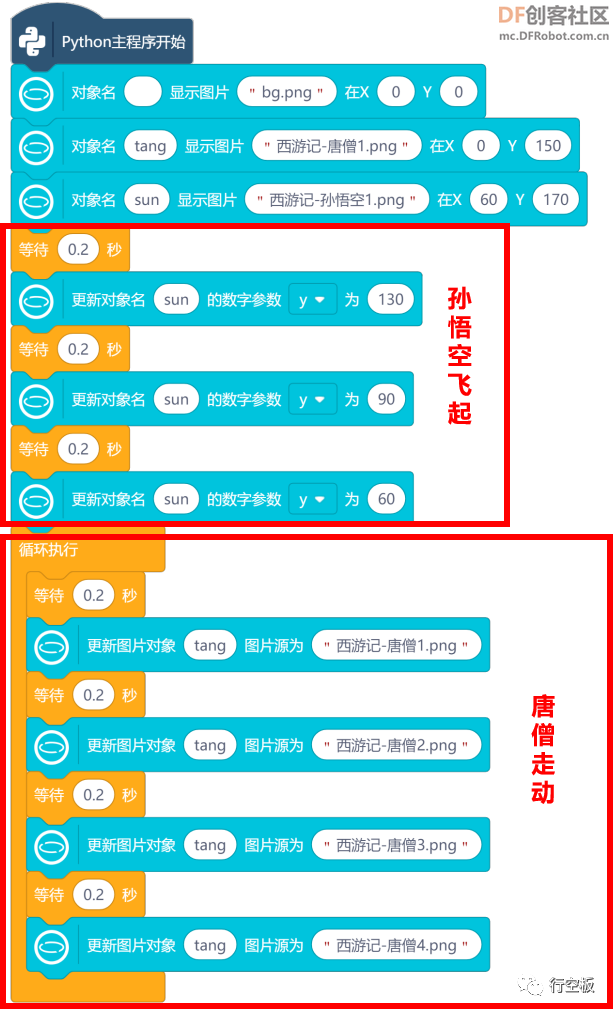 【行空板图形化Python入门教程】第03课：西游记舞台剧图32
