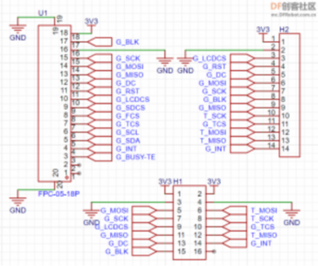 FireBeetle 2 ESP32-S3自制GDI转接板用DFRobot_GDL库驱动普通3.2寸彩...图3