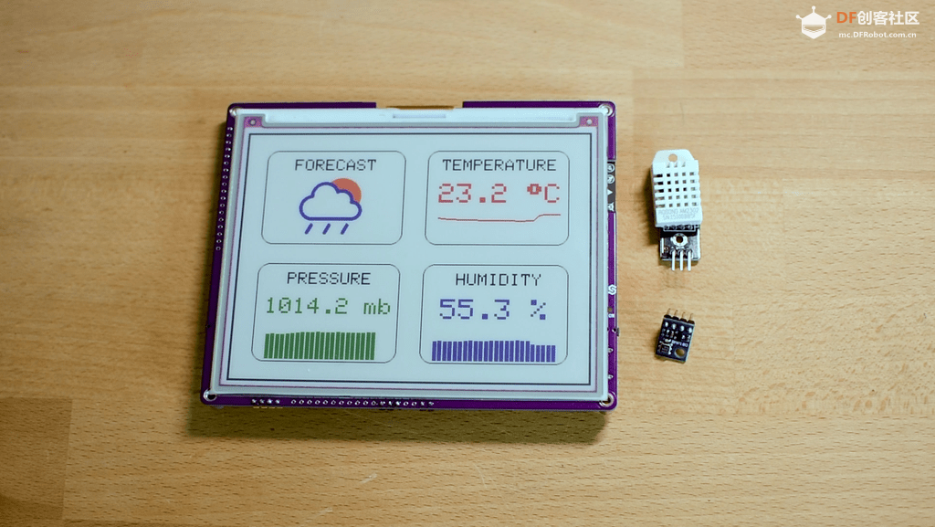 彩色电子纸天气站、LED模拟指针手表、Arduino动力沙桌｜DF...图1