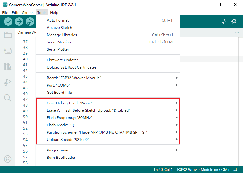使用Arduino IDE 2.0开发ESP32摄像头模块图9