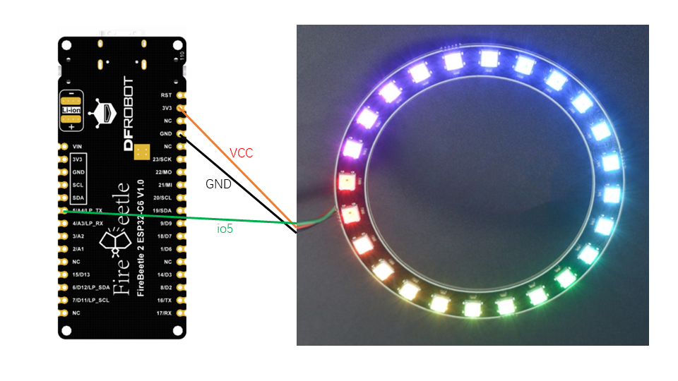 FireBeetle 2 ESP32 C6：微信小程序炫彩灯环图1