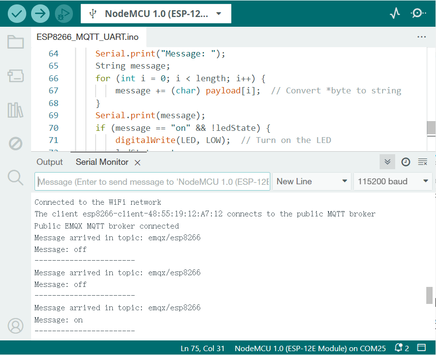 ESP8266 通过 MQTT 协议实现 LED 的远程控制图3