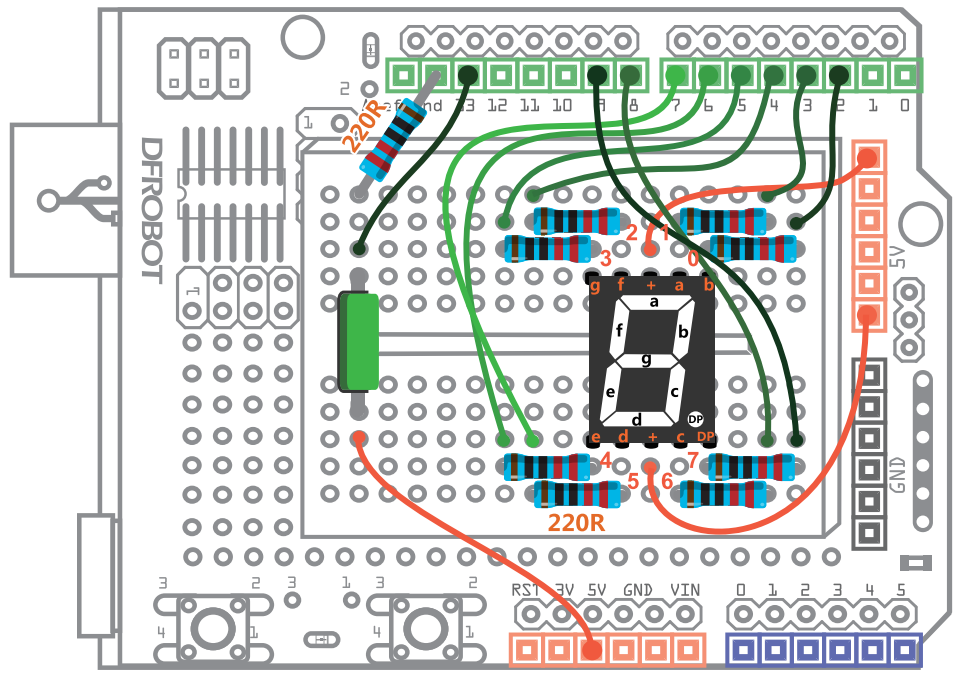 Arduino入门教程21--数码管摇骰子「DFR0100」图2