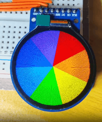 【花雕学编程】Arduino动手做（249）---GC9A01 缩放彩虹球图1
