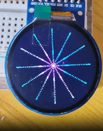 【花雕学编程】Arduino动手做（249）--GC9A01多彩旋转12射线图1