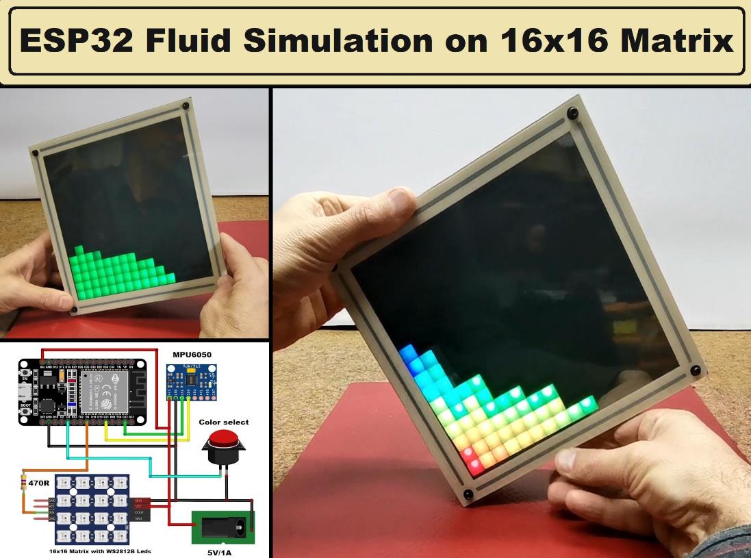 【Arduino 动手做】16x16 LED 矩阵上的 ESP32 流体模拟图1