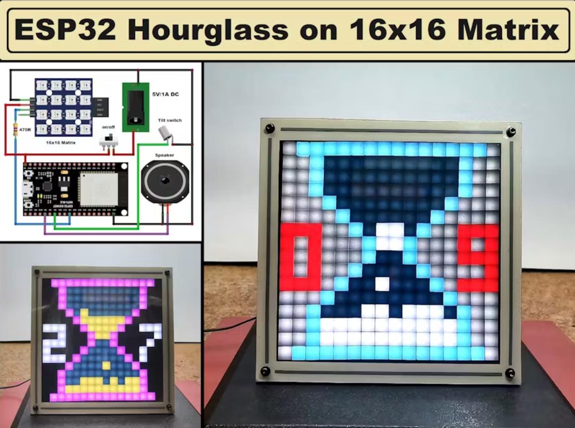 【Arduino 动手做】带音效的动态 LED 沙漏 - ESP32和16x16矩阵图2