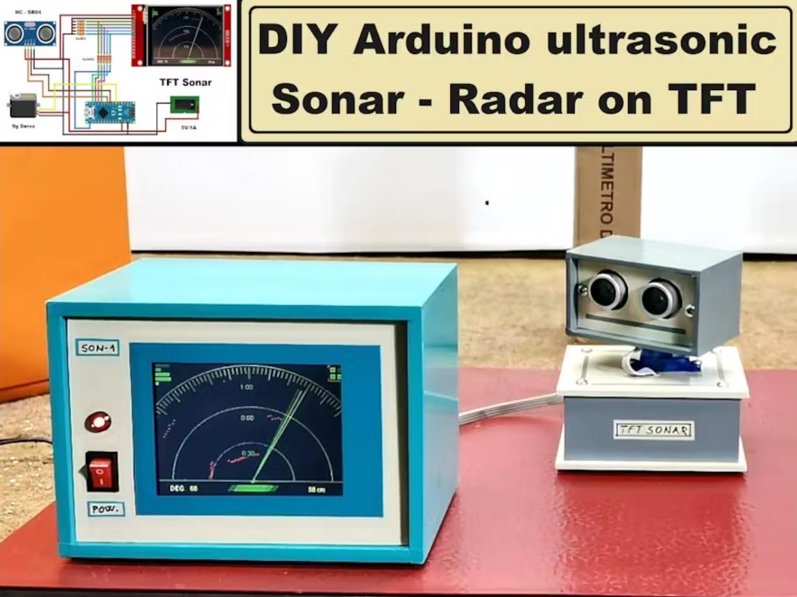 【Arduino 动手做】Arduino 超声波声纳：TFT显示屏上的雷达图1