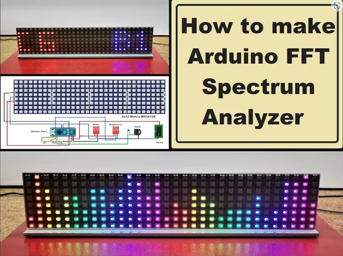 【Arduino 动手做】8x32 矩阵上的Arduino FFT音频频谱分析仪图2