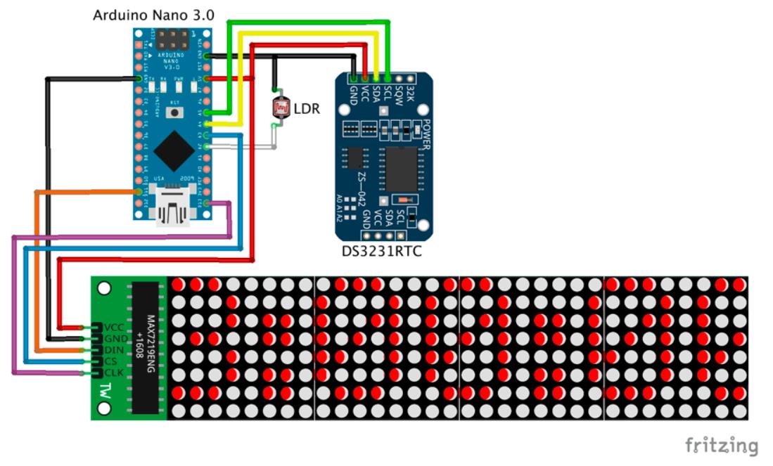 【Arduino 动手做】带 4x64 LED 矩阵的 Arduino Nano Clock (新...图5