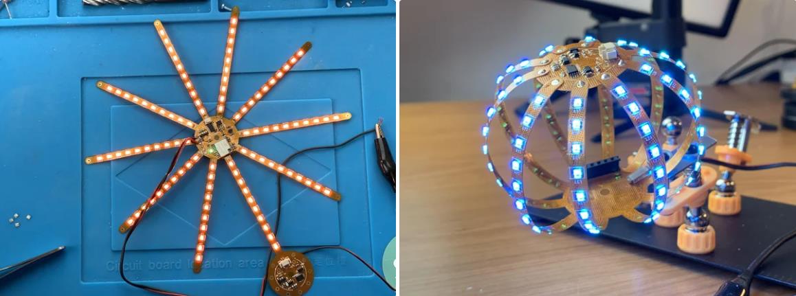【Arduino 动手做】FLEXBALL - 带 WiFi 的百像素柔性 PCB 球图3