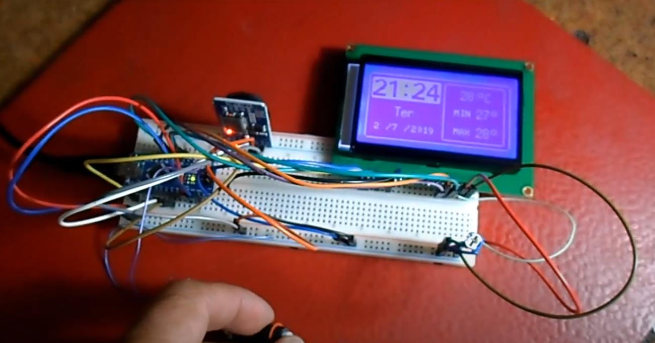 【Arduino 动手做】128x64 LCD 上的模拟、数字时钟和温度计图3