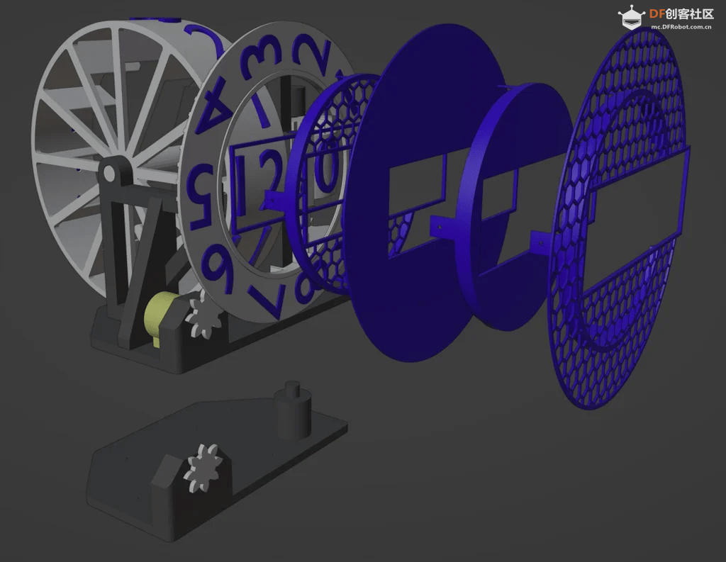 制作一个3D打印的三轴机械时钟图25