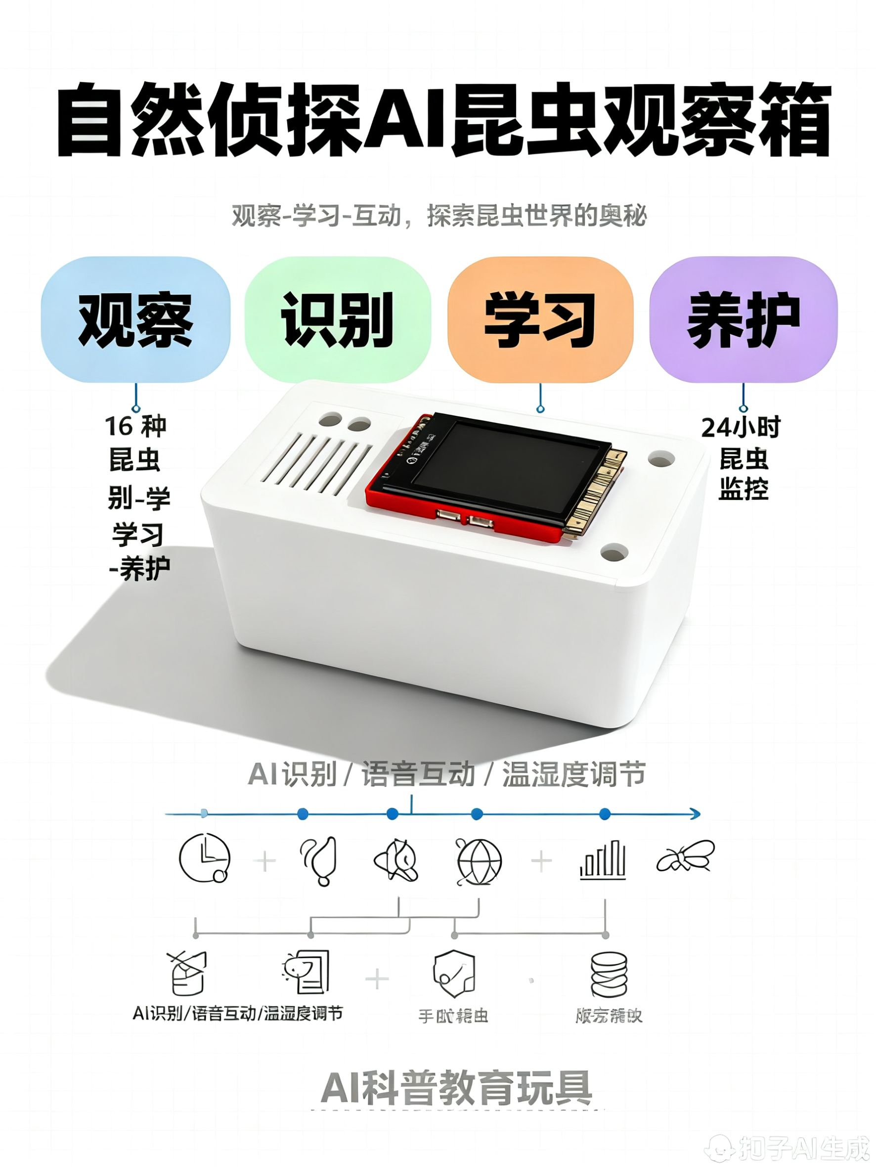 基于行空板K10、小智AI、扣子AI的自然侦探AI昆虫观察箱图2