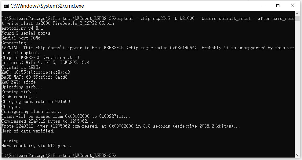 【FireBeetle 2 ESP32-C5】 介绍、固件上传、工程测试图14