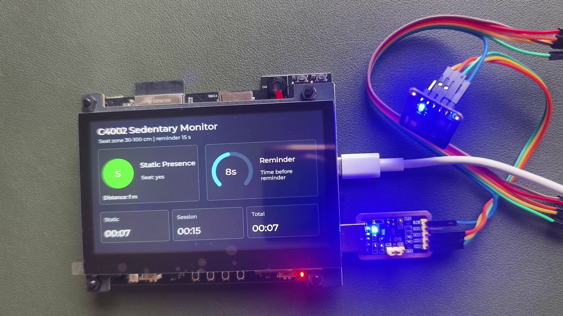 基于 ESP32-S31-Korvo 与 C4002 毫米波传感器的离席/久坐提...图2