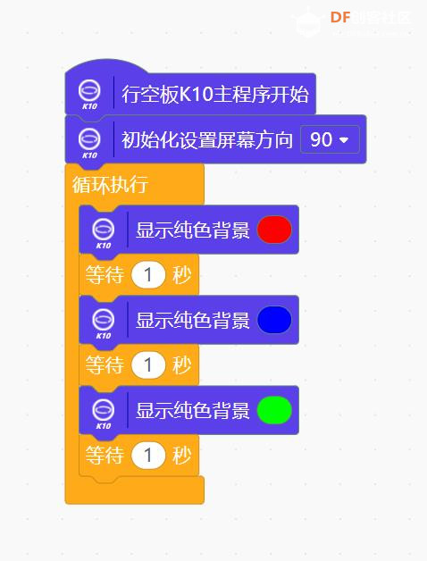 行空板K10系列实验之屏幕显示的满屏变色与点线组合图1