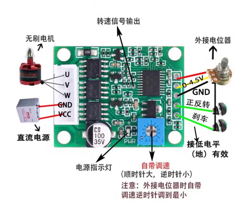 【花雕动手做】24V50W 三相直流无刷驱动板BLDC电机调速板图1
