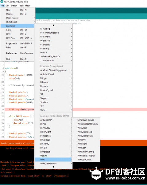 FireBeetle-ESP32 示例错误 · WiFiClient 编译问题_image_3.webp